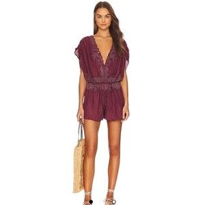 FREE PEOPLE WEILA ROMPER IN POMEGRANATE  SMELL